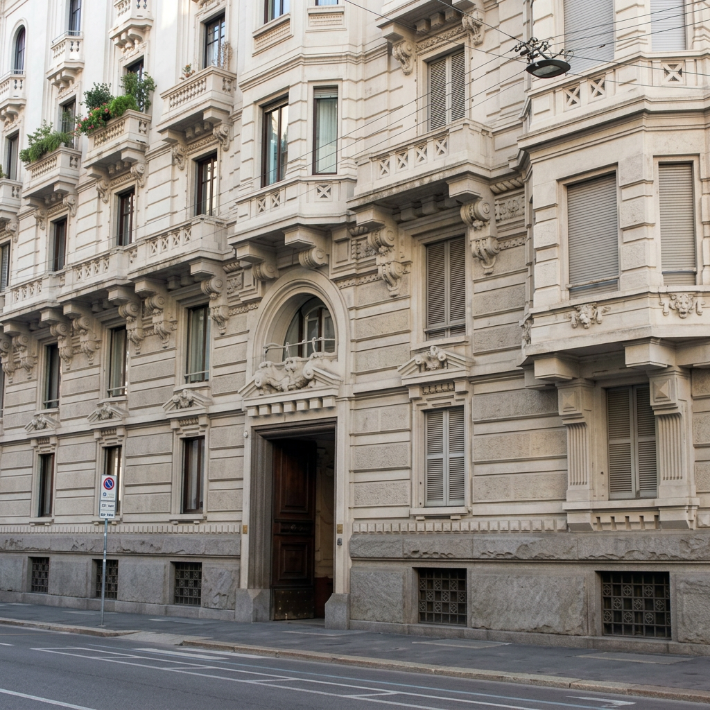 Facciata dell'atelier Sartoria 24 in Corso Venezia 24 a Milano