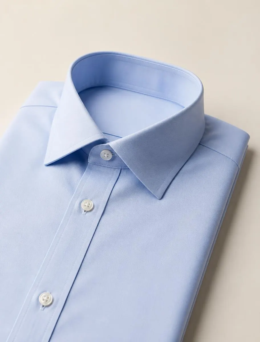 Camicia su misura classica in popeline celeste per il business