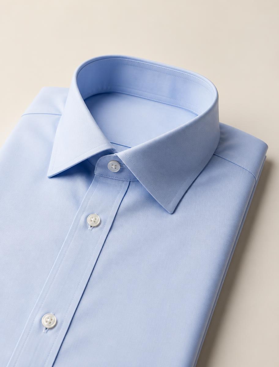 Camicia su misura classica in popeline celeste per il business