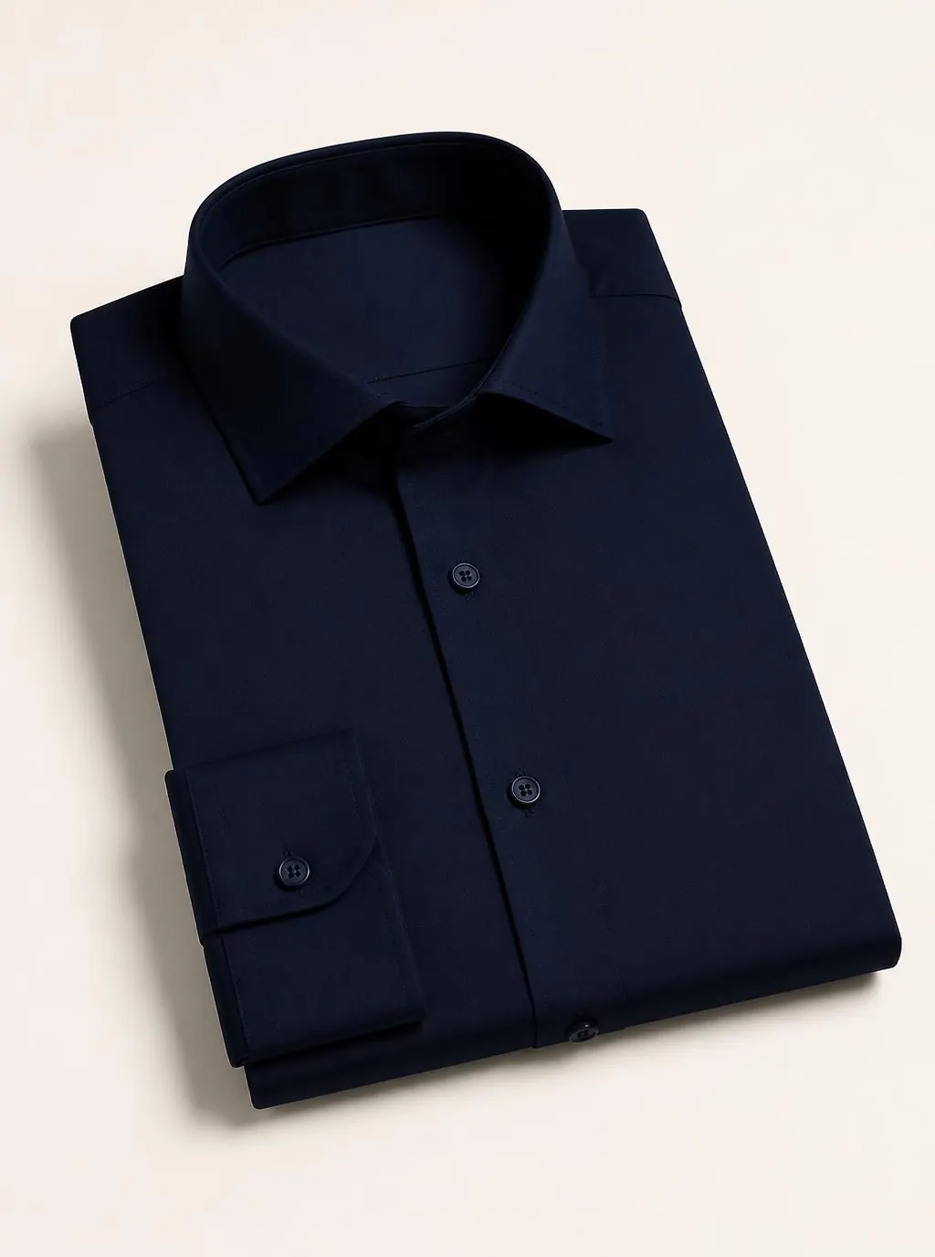 Camicia su misura blu intenso con collo alla francese